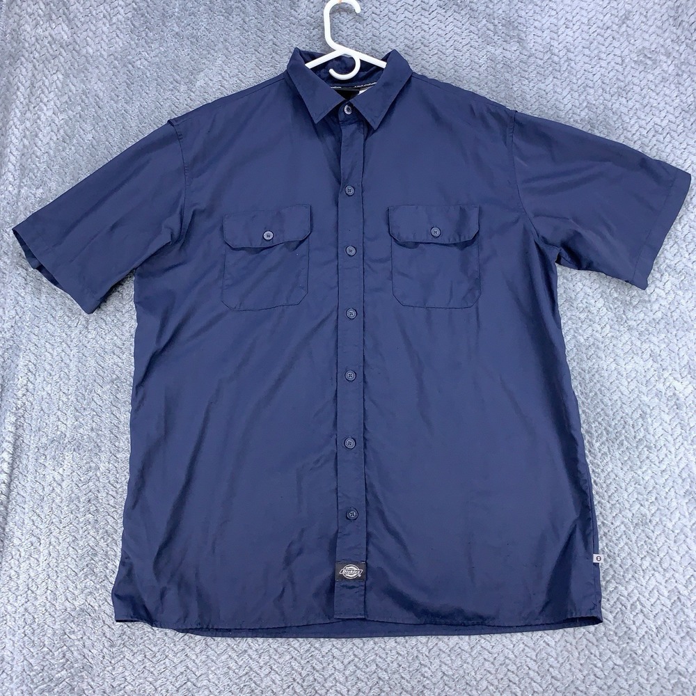 Dickies Performance System Vented Shirt Men's XL Navy Blue Short Sleeve Nylon